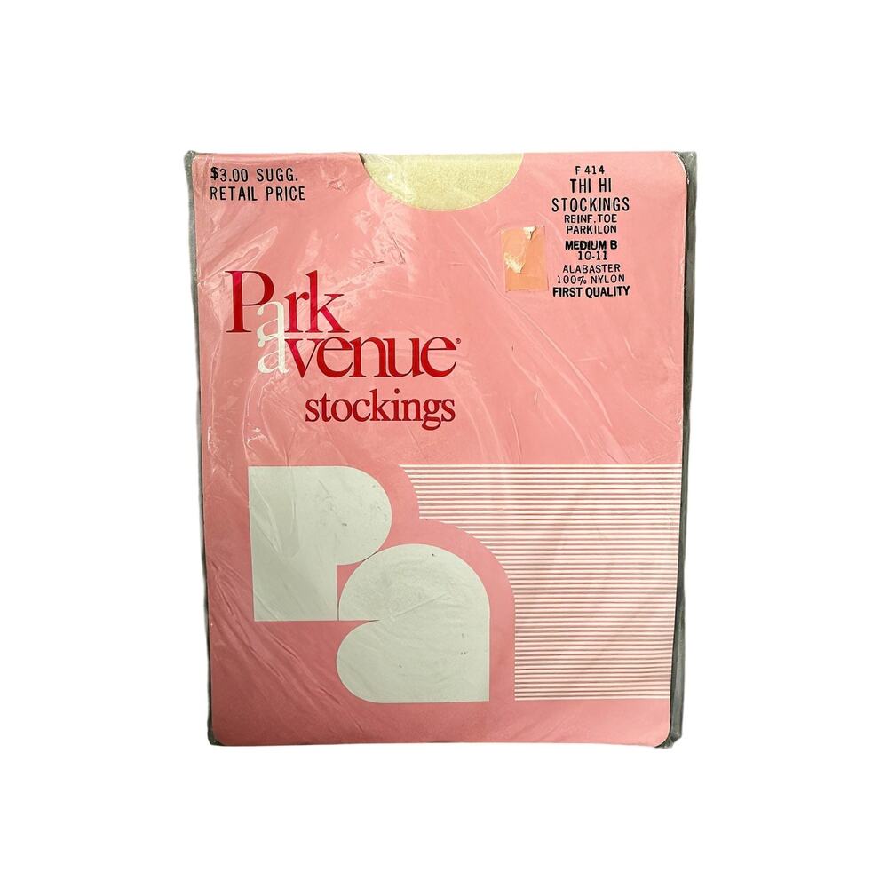 NIP Park Avenue Alabaster Nylon Thigh High Stockings Size B 10-11